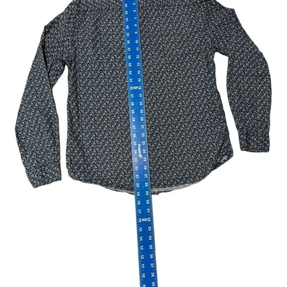 Denim & Flower Button Down Shirt Men's M‎ Short Sleeve Blue Floral Slim Fit - Picture 13 of 16